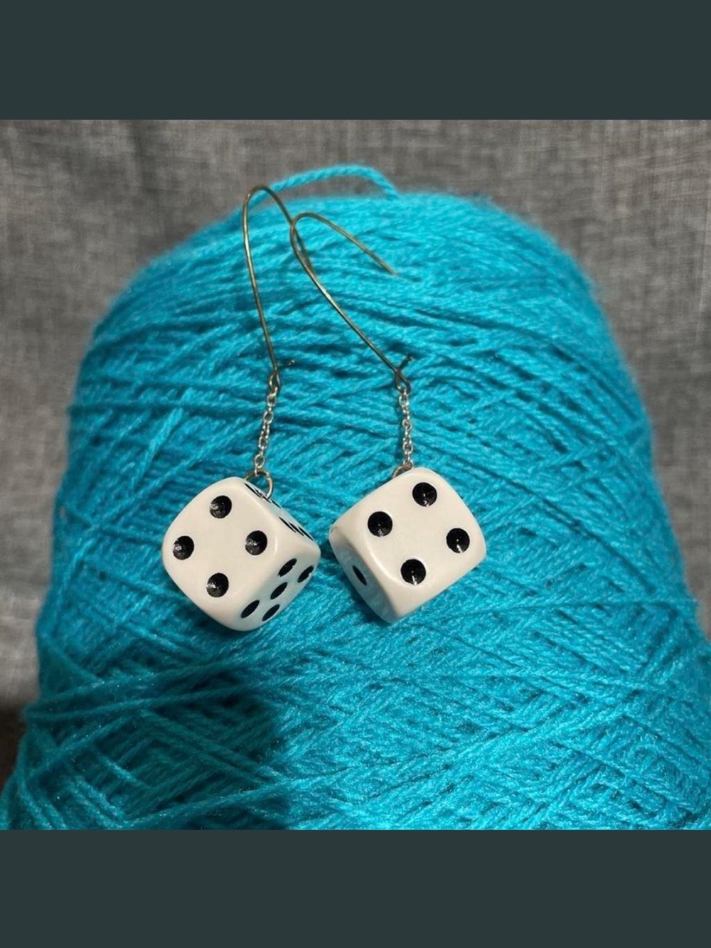 Hand made White Dice Drop Earrings